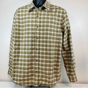 Eddie Bauer Green and White Casual Button Down Shirt